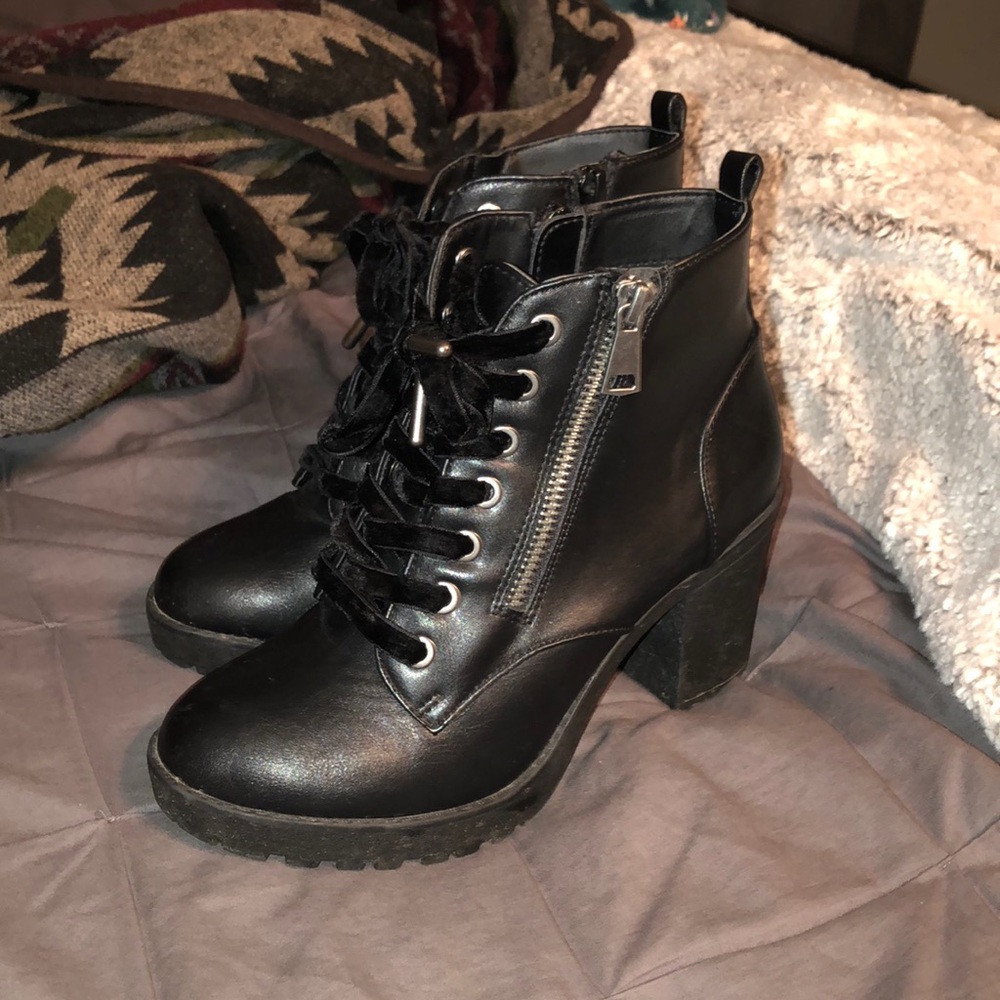 Heeled biker style boots